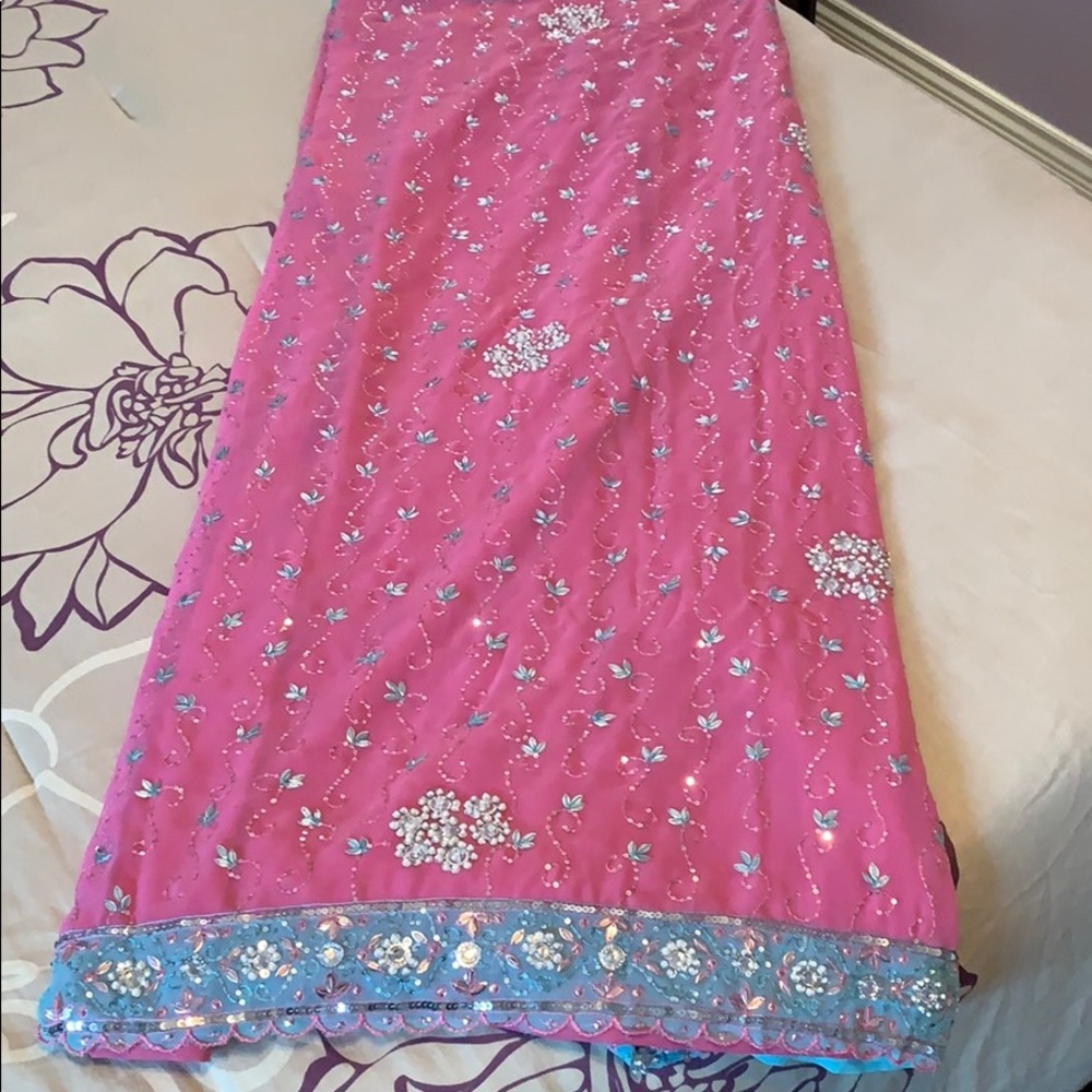 Pink & Turquoise Saree